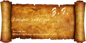 Zatyko Ivána névjegykártya